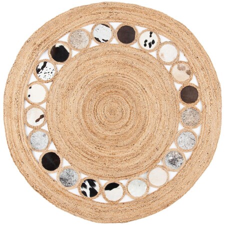 Safavieh 4 x 4 ft. Natural Fiber Round Area RugBeige & Silver NF370G-4R